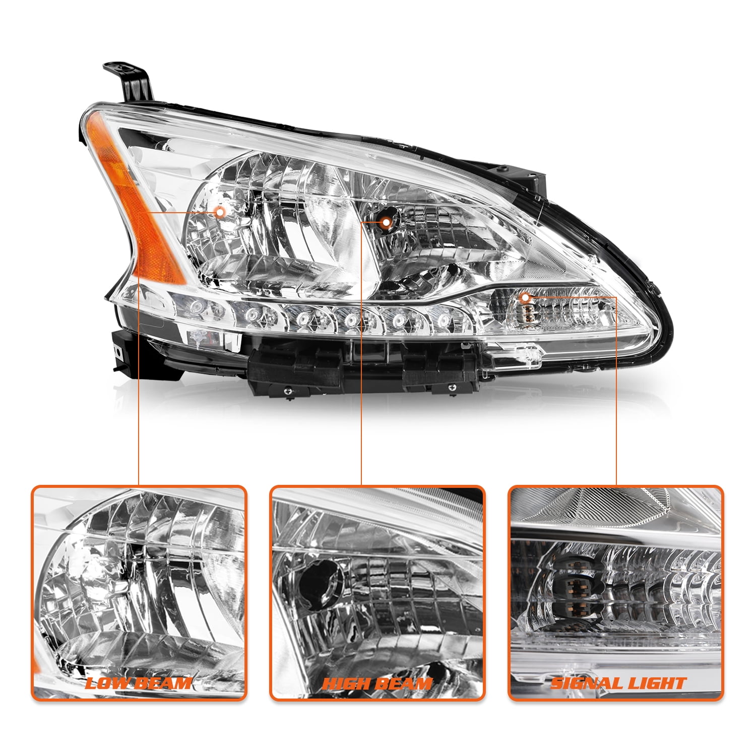For 2013-2015 Nissan Sentra w/LED DRL Halogen Passenger Side Headlight Headlamp