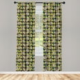 thumbnail image 3 of Ambesonne Baroque Curtains, Flowers Diamond Like Back, Pair of 28"x84", Eggplant and Yellow Green, 3 of 5