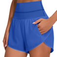 thumbnail image 2 of RYRJJ High Waisted Athletic Running Shorts for Women High Split Comfy Shorts with Liner for Gym Workout Track(Blue,M), 2 of 9