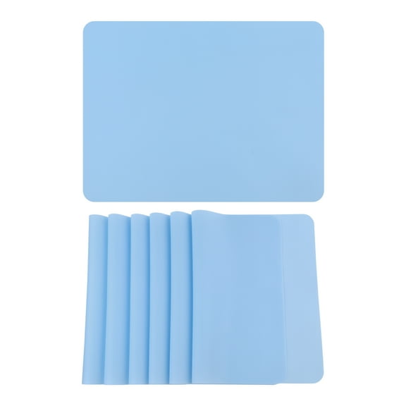 REGALWOVEN Placemats Set of 6 Silicone Placemats for Kitchen Dining Table Decor Blue 16*12in