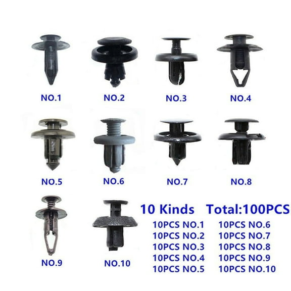 100x Trunk Screw Rivets Set Car Bumper Fender For Auto Plastic Fastener Clips