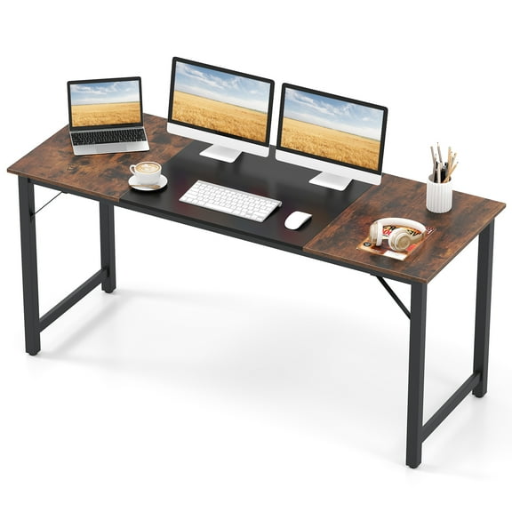 Gymax 63'' Computer Desk Modern Industrial Office Desk w/ Metal Frame & Large Executive Desk