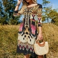 thumbnail image 4 of Roaring Jaguars Fierce Majestic Art Women's 3/4 Sleeve Dresses Elegant A-Line Midi Dress Flare Summer Casual Sundress, 4 of 9