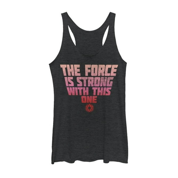 Women's Star Wars Force is Strong With This One Racerback Tank Top Black Heather Large