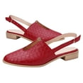 thumbnail image 4 of BLTIBY Weave Sandal for Women Fashion Pointed Toe Closed Toe Cutout Strap Buckle Low Heel Casual Shoes Summer Comfortable Flat Slides Mules Shoes 2025 Red 36, 4 of 4