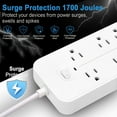 thumbnail image 4 of Mistaha 6-Outlet Power Strip with 3 USB Ports and Type-C Charging, 1.2m Cord, Surge Protection, Overload Protection, Mountable, Automatic Shut Off Switch - White, 4 of 6