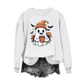 thumbnail image 3 of Women's Ghost Graphic Sweatshirts Halloween Long Sleeve Crew Neck Sweater Funny Cute Trendy Fall Sweat Shirts Tops Red, 2XL, 3 of 6
