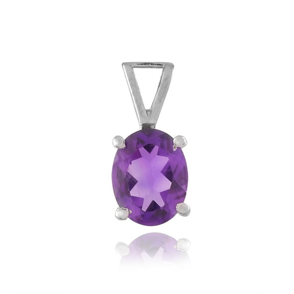 Femme Jam 925 Sterling Silver Pendant / Locket Adorned with Oval Cut Natural Amethyst Gemstone for Women
