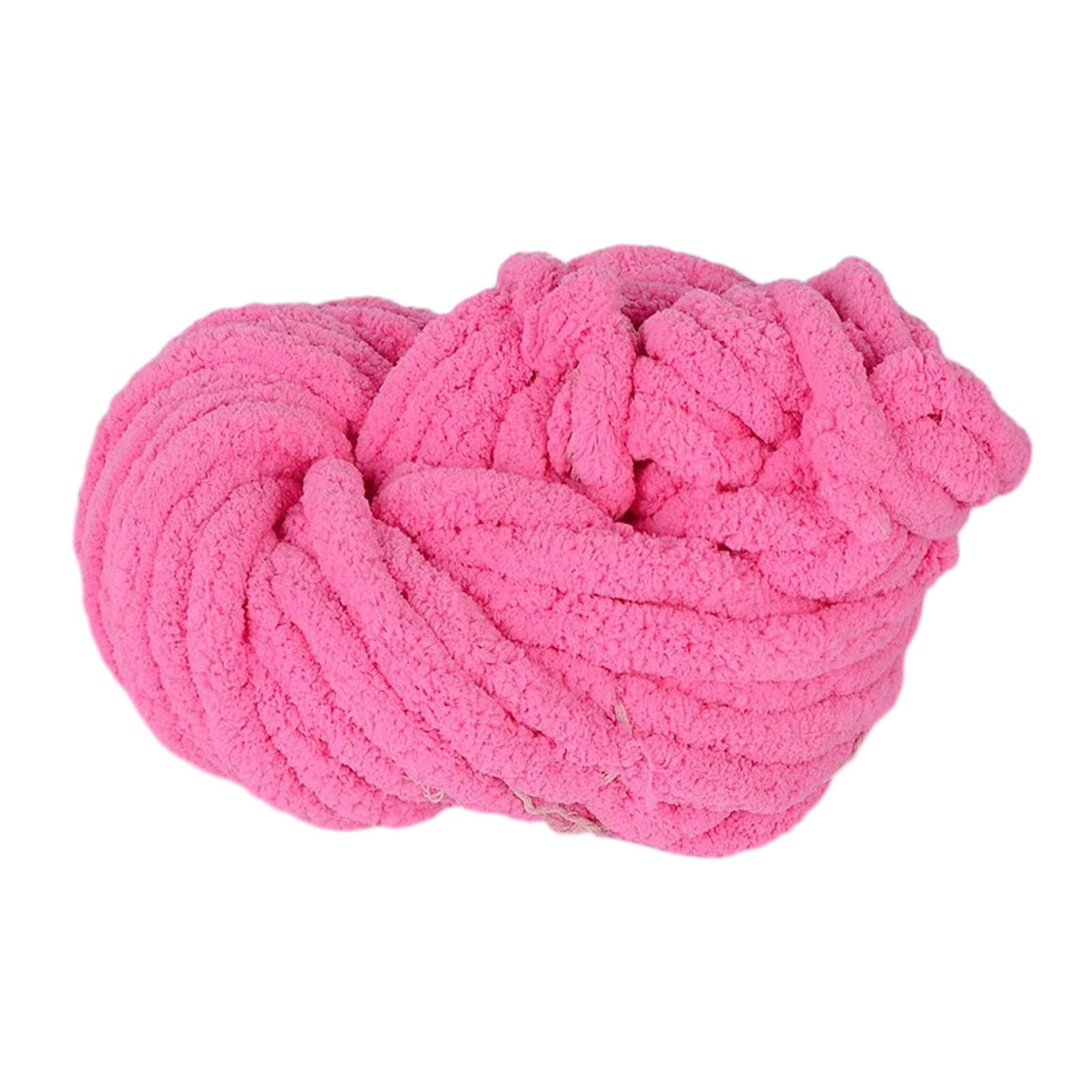 Abbraccia Chunky Chenille Yarn Acrylic Fibers Gauge 7 Jumbo Giant Washable Bulky Yarn Thick Yarn for Sofa Throw Crocheting Hat Blanket Dark Pink