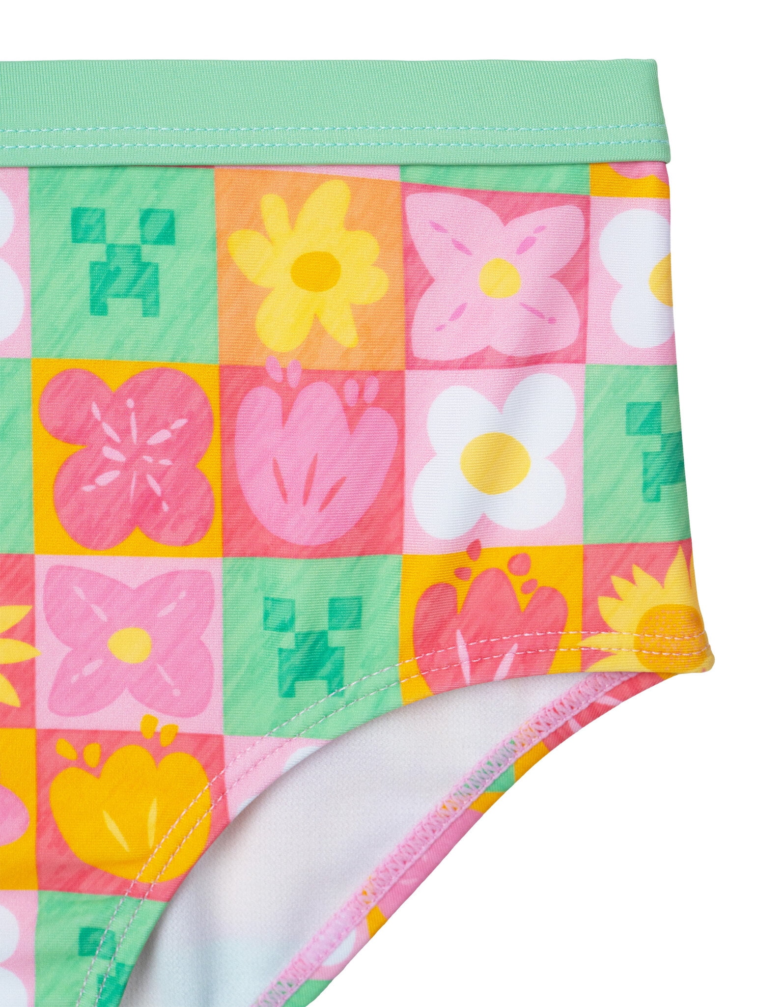 Minecraft Rash Guard and Bikini Bottom UPF 50+ Swim Set Little Kid to Big Kid
