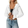 thumbnail image 2 of Cropped Hoodies for Women 2025 Color Block Long Sleeve Zip Up Lightweight Hoodie Hooded Sweatshirt Women Jacket, 2 of 5