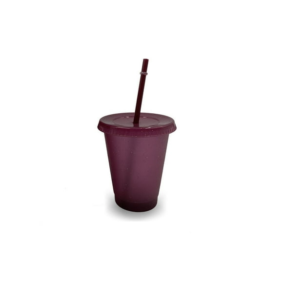 Vaso para beber Toystoory con tapa y pajita de plástico PP reutilizable Mostrada Rojo púrpura 480ml
