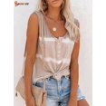 thumbnail image 4 of Spencer Women's Tie Dye Sleeveless Tank Tops Summer Loose Button Down Blouse Striped Vest T-Shirts Plus Size "Khaki, 2XL", 4 of 9