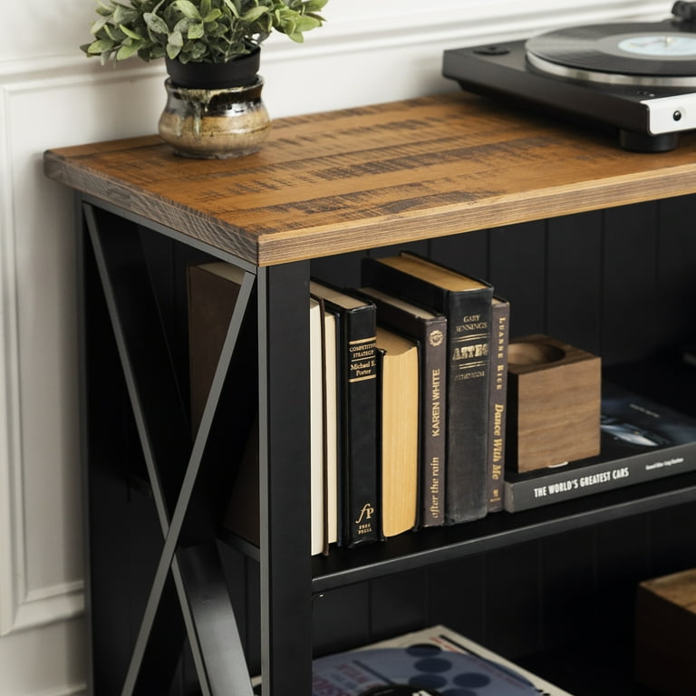 Black reclaimed barnwood farmhouse console table discount