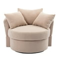 thumbnail image 4 of Modern Swivel Accent Chair Barrel Chair for Hotel Living Room Modern Leisure Chair, Upholstered Seat Multifunctional Recliner, Camel, 4 of 7