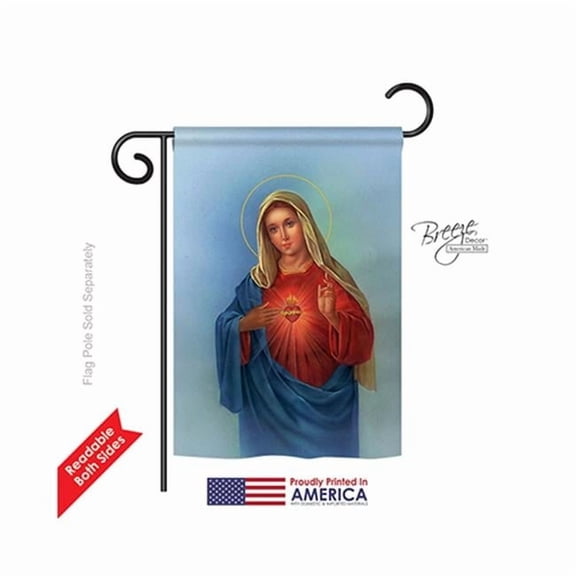 Breeze Decor 53051 Sacred Heart Mary 2-Sided Impression Garden Flag - 13 x 18.5 in.