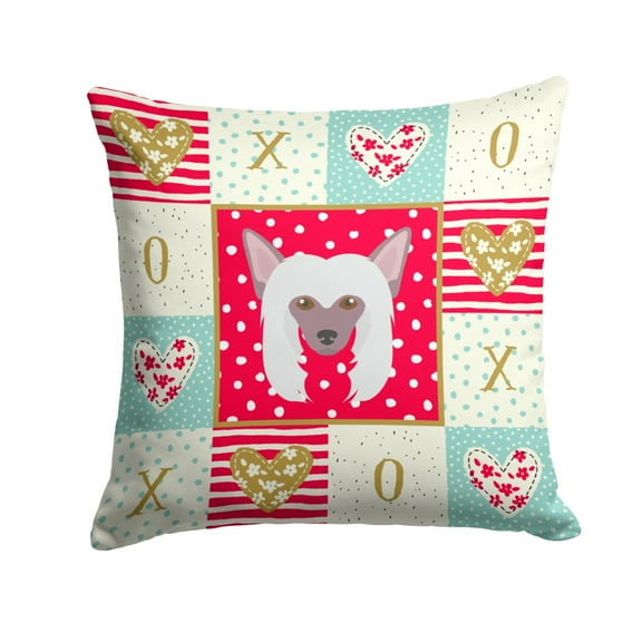 Carolines Treasures CK5191PW1414 Chinese Crested Love Fabric Decorative Pillow  14Hx14W multicolor