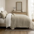 thumbnail image 5 of EVERGRACE Cross Stitch Pre-Washed Cotton Quilt Bedding Set King Size, Oversized 3 Pieces Lightweight Bedspread Coverlet for All Season, with 2 Matching Shams, Driftwood, 108"x96", 5 of 8