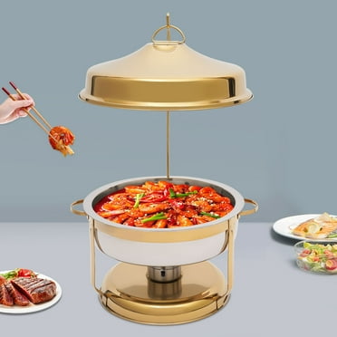 Chafing Dish Buffet Set, 9.5 Quart Stainless Steel Chafer, Round Buffet Servers and Warmers Set Warming Tray for Entertaining & Catering