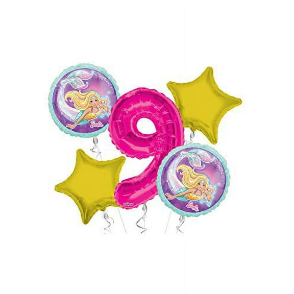 Mermaid Happy Birthday Balloon Bouquet 5 pc, 9th Birthday, | Viva Party Balloon Collection
