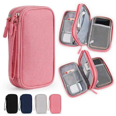 Deago Electronic Organizer Small Travel Cable Organizer Bag Pouch Waterproof Electronic Accessories Storage Bag for Cable, Cord, Charger, Phone, Earphone (Pink)