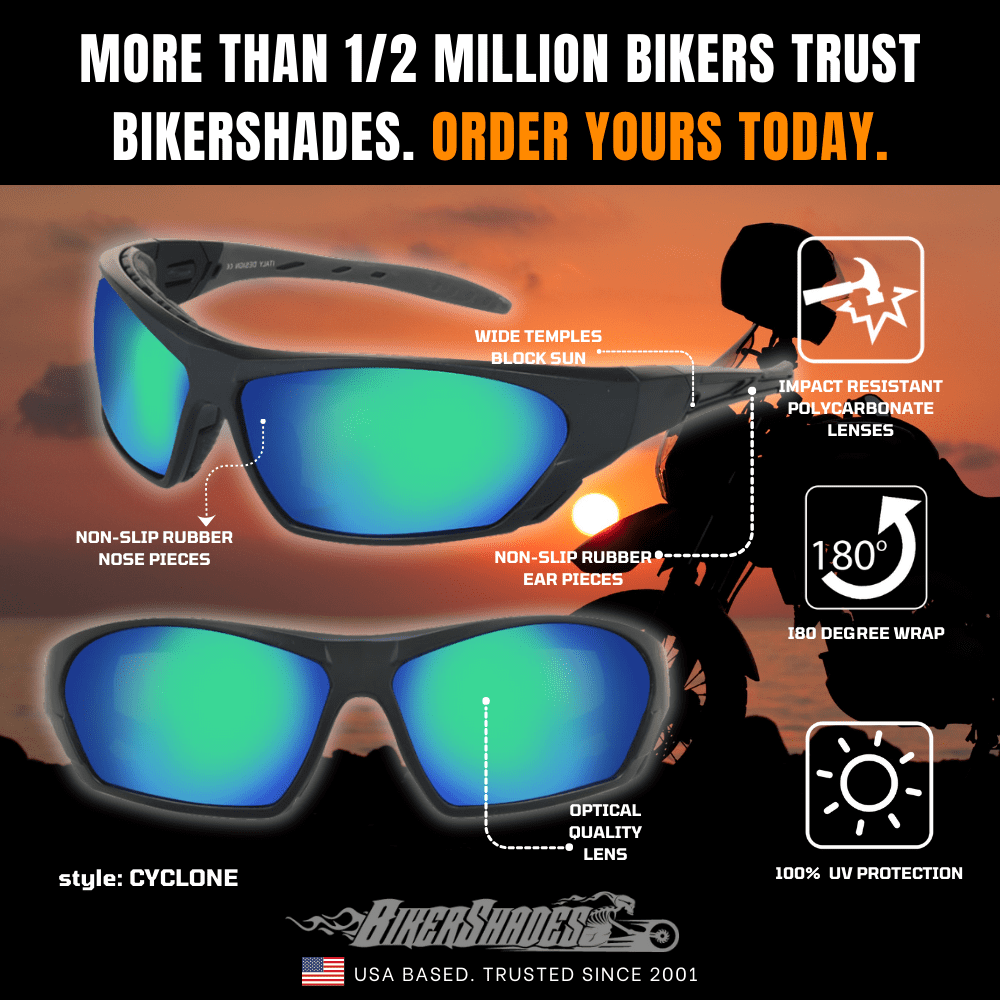 Bikershades Motorcycle Glasses for Men Women Windproof Biker Goggles Foam Cushion