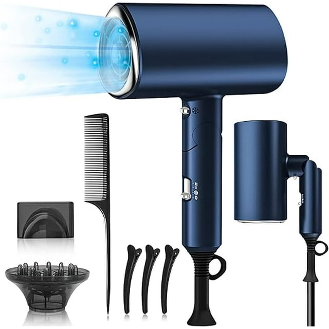 Secador de Pelo Yostyle Iónico Negativo 1200W 3 Temperaturas frío y caliente Plegable Con Boquilla y difusor
