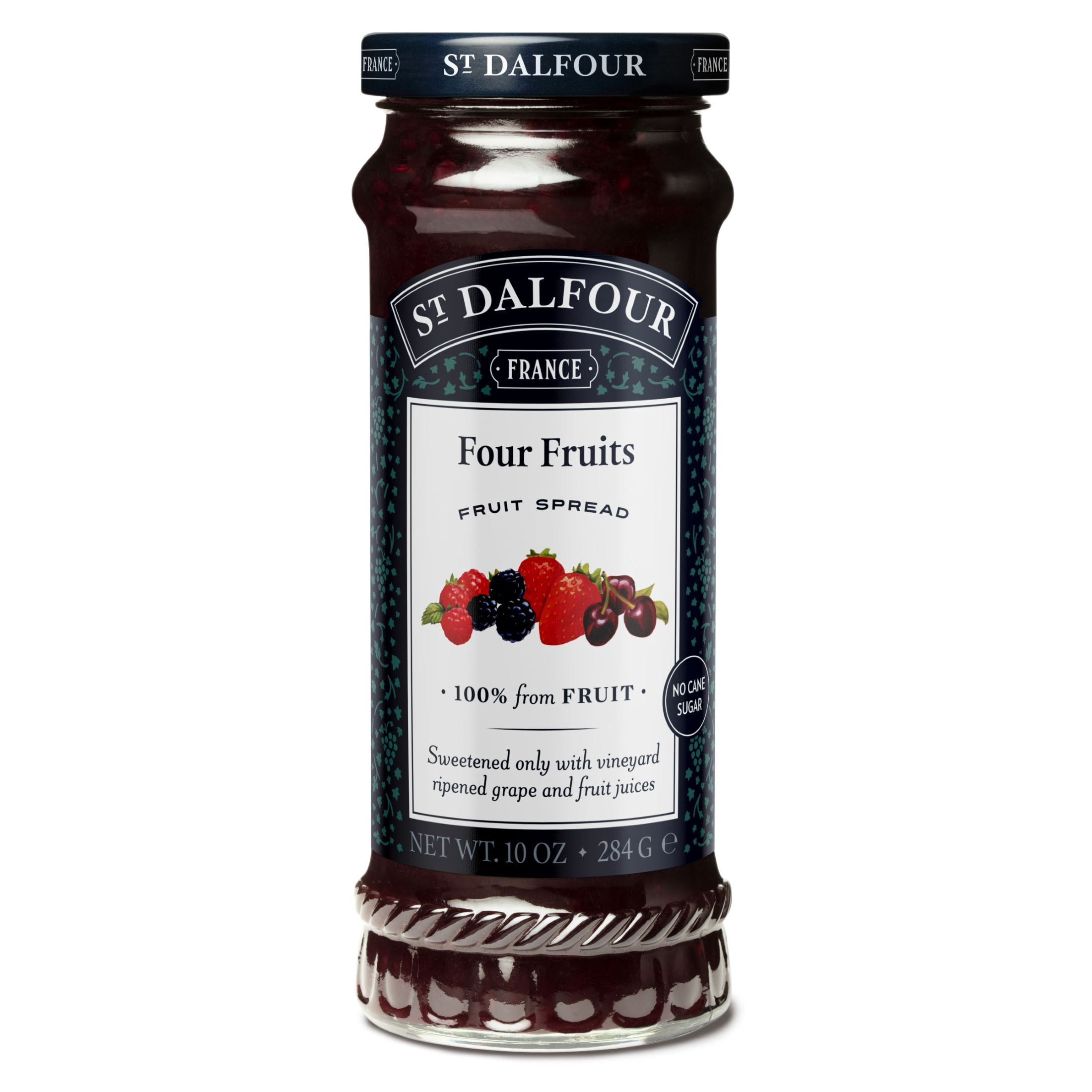 (2 pack) St Dalfour Four Fruits Spread, 100% from Fruit, Vegan & Gluten Free, 10 oz Jar
