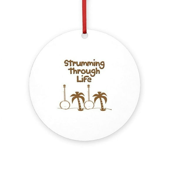 CafePress - Banjo -  Round Wood Ornament 4"