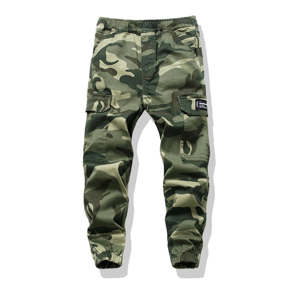 LYMAYTER Kids Boys Camo Cargo Pants Toddler Elastic Waist Casual Joggers Outdoor Daily Wear Trousers 6-15Y