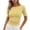 Yellow Womens Tops, variant on Womens Tops Boat Neck Short Sleeve T-Shirts Plaid Printed Side Pleated Summer Tees Gifts for Mother