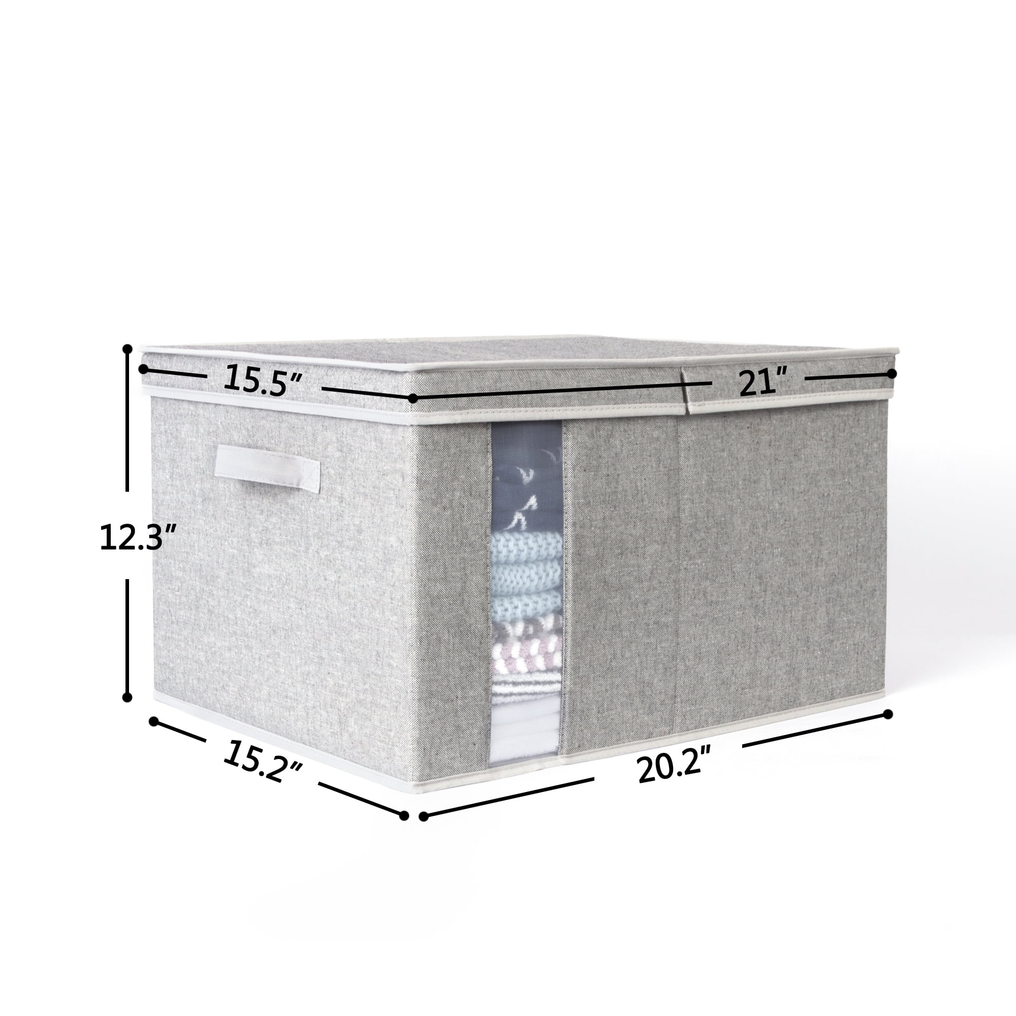 Fabric Storage Box (Without Lid) (Set of 3) Rebrilliant Size: 8.1'' H x 11.6'' W x 12.4'' D, Color: Gray/White