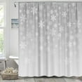 thumbnail image 2 of Christmas Shower Curtain Winter Snowflakes Shower Curtain for Bathroom Holiday Winter Grey Bathroom Decor Rustic Vintage Merry Xmas Bathtub Curtains Polyester Fabric Durable 72"X72" Hook Included, 2 of 6