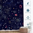 thumbnail image 6 of Dark Blue Cute Universe Decor Shower Curtain, Cartoon Dark Blue Galaxy Bathroom Decor Polyester Fiber Plastic Rings Quick-Drying Waterproof for Bathtubs/Bathroom, 72x72 inches, 6 of 6