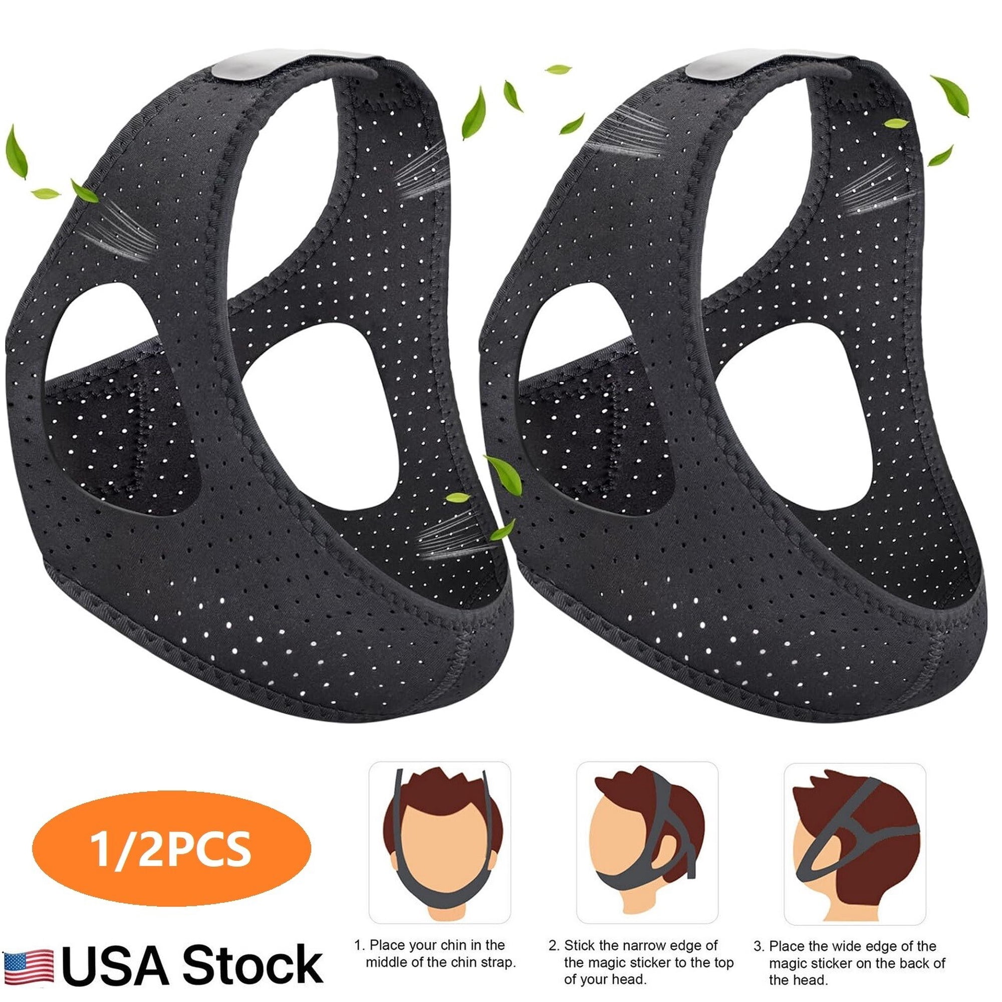 2x Anti-Snoring Chin Strap Adjustable And Breathable Anti-Snoring Sleep Headband