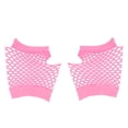 thumbnail image 2 of Gants Courts en Résille STYLE Années 80 pour Femmes et Filles, Gants de Soirée, Gants d'Hiver Roses, 2 of 3