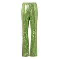 thumbnail image 5 of Endives Women's Sequin Pant Elegant Glitter Sequins Wide Leg Casual Pant Solid Color Elastic Waistband Sequin Trousers Green, 5 of 7