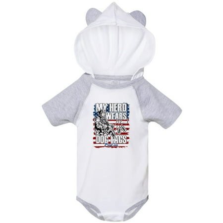

Inktastic Proud Son Hero Wears Dog Tags Military Dad Gift Baby Boy Bodysuit