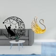 thumbnail image 2 of Escultura De Pared De Metal Con Serenata De Gato Y Cisne A La Luz De La Luna Para Dormitorio, Sala De Estar, Decoración Del Hogar Y Regalos Para Amantes De Los Gatos Con Figura De Pájaro, 2 of 8