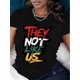 thumbnail image 1 of Casual Short Sleeve Top for Spring & Summer, They Not Like us Letter Print Crew Neck T-Shirt, Women's Clothing, 1 of 6