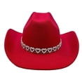 thumbnail image 3 of Sombrero vaquero vaquero de lana roja con diseño de corazón y estrella, 3 of 3