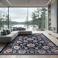 thumbnail image 2 of ODIKA 8'x10' Washable Area Rug Non-Slip Chair-Friendly Mat Scatter Pink Boho Delicate Scroll Vine Border Entry Door Entryway for Dining Room, Large Office, Lounge, 2 of 7
