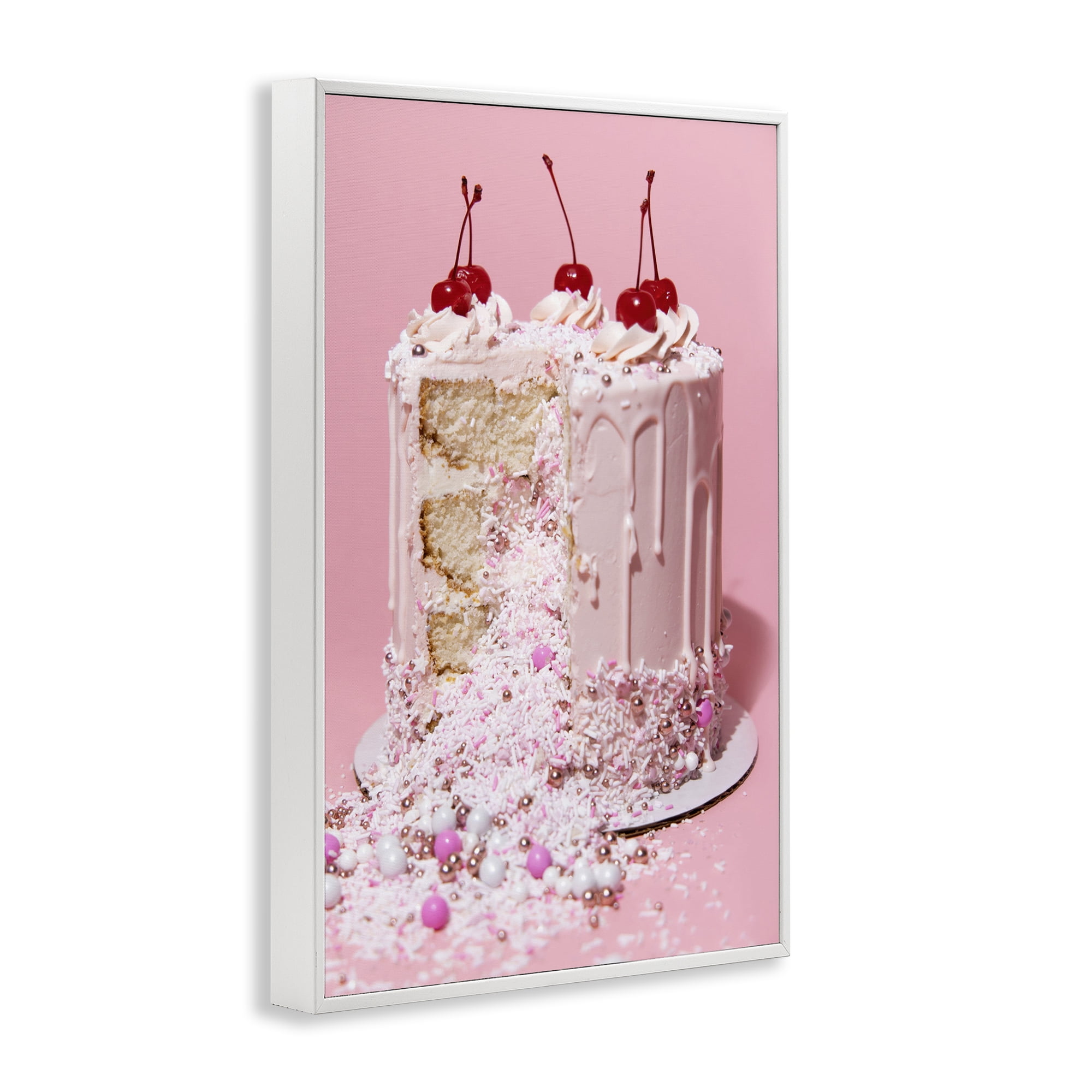 Stupell Industries Glam Gemstone Cake Food & Beverage Painting White Framed Art Print Wall Art, 12 x 18