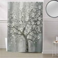 thumbnail image 5 of Fabric Shower Curtain, Gray Gradient Oil Painting With Flower Overlay Pattern Shower Curtains with 12 Hooks Waterproof Machine Washable Bath Curtains for Bathroom,48x 72in, 5 of 6