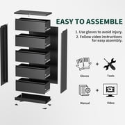 IKIMI 2-Drawer Lateral File Cabinet with Lock, 35.4 W Metal Filing Cabinet for Letter/Legal/A4 Files, Black