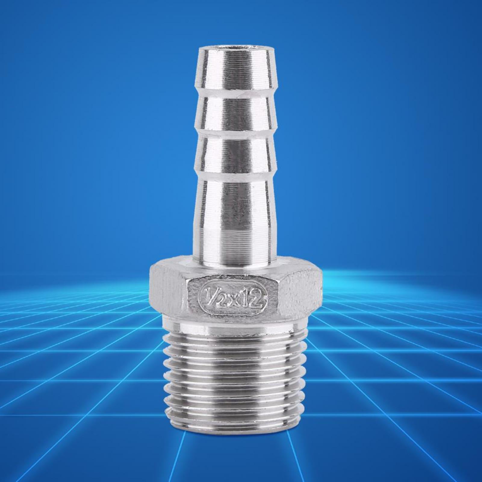 1/4" Male Thread Pipe Fitting x10mm Barb Hose Tail Connector Stainless Steel NPT 