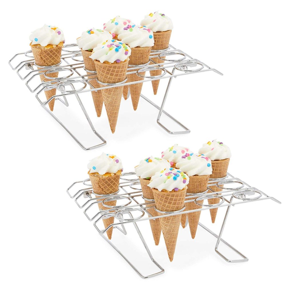 2Pack Metal Foldable Ice Cream Cone Holder Stand Rack for Party