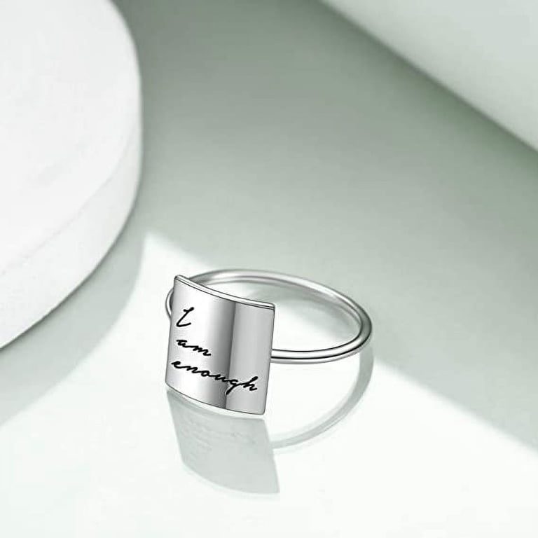 I Am Enough Ring, Sterling Silver Inspirational Ring Motivation