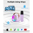 thumbnail image 3 of Mini Karaoke Machine for Kids, Portable Bluetooth Speaker Microphone Birthday Gifts for Girls Boys 3-12 Years Old(Purple), 3 of 7