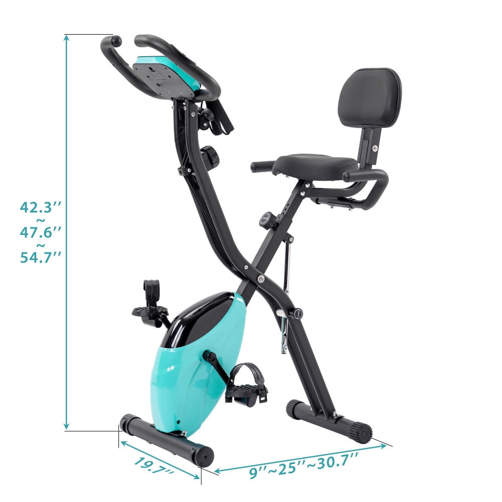 Folding Exercise Bike Upright Recumbent X Bike 16 Level Adjustable Resistance Foldable Stationary Bike with LCD Display Arm Bands for Home Gym Workout Multiple colors available